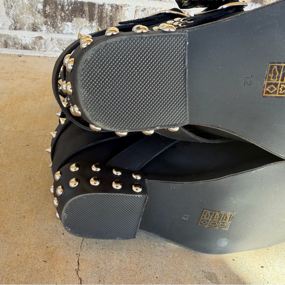 Jeffrey Campbell Free People Sz 12 Black Studded Draco Stud Boots New - Picture 10 of 15